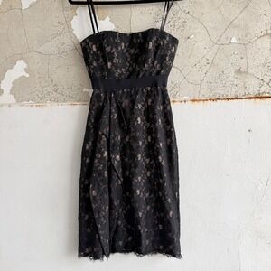 BCBG Max Azria Dress Strapless Black Floral Lace Cocktail Party Womens 4 NWT